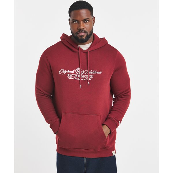 Jack & Jones Toronto Embroidered Hoody in Burgundy