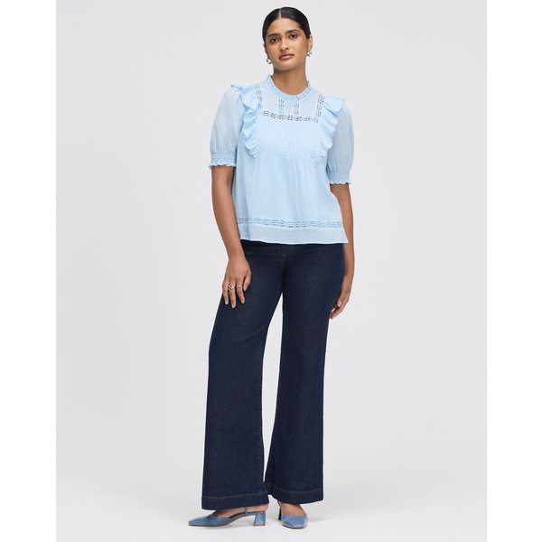Finery London Jolin Pintuck Lace Blouse - Blue, Size 10