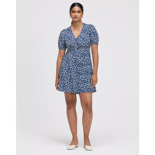 Finery London Ensley Navy Print Mini Dress - Size 16
