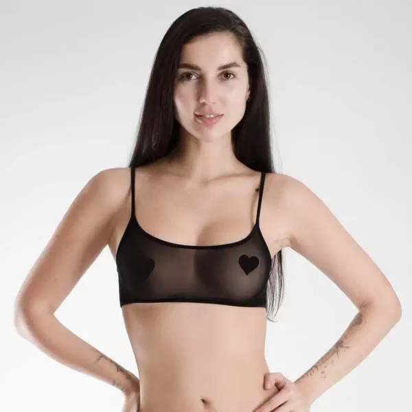 Lucky Cheeks | Transparant Zwart - Mesh Bralette Maat S