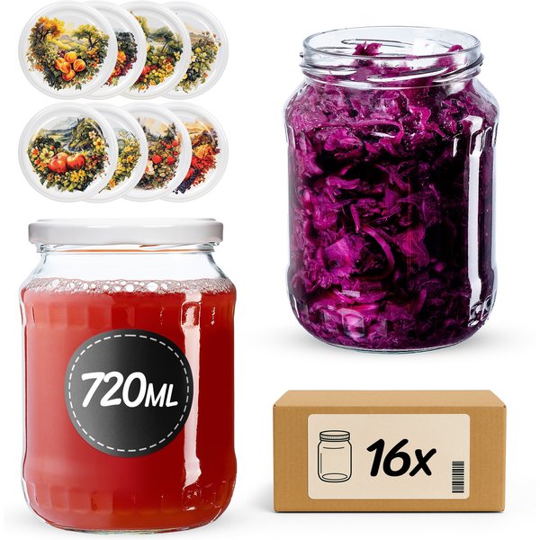 Słoiki na przetwory Jukka 720ml fi 82 mm 16szt + wieczko Fruit heart