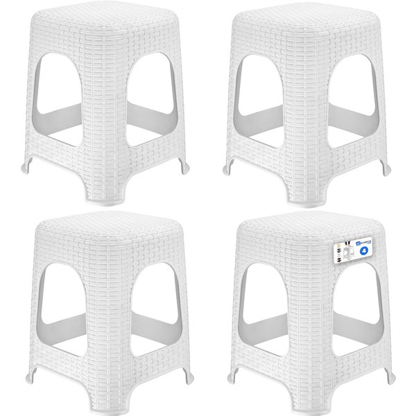 Taboret rattan 45 x 26 cm biały, 4 szt.