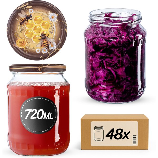 Słoiki na przetwory Jukka 720ml fi 82 mm 48szt + wieczko Miód