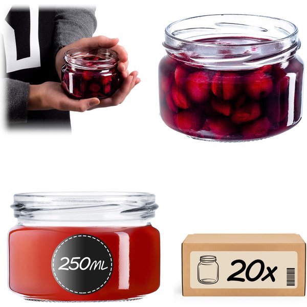 Słoiki na przetwory Denia 250ml 20szt fi 82 mm bez wieczka