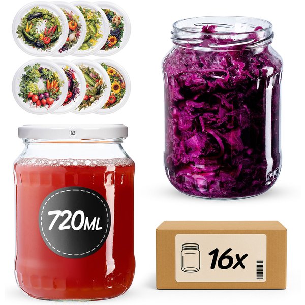 Słoiki na przetwory Jukka 720ml fi 82 mm 16szt + wieczko Garden wreath