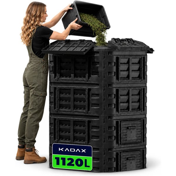 Kompostownik ogrodowy Nybro 1120L, czarny
