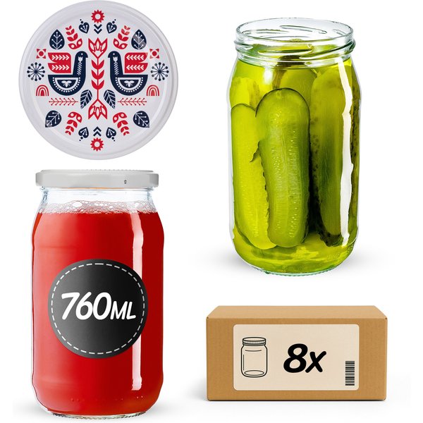 Słoiki na przetwory Niva 760ml fi 82 mm 8szt + wieczko Kurpie