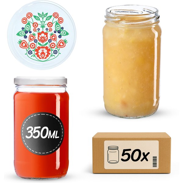 Słoiki na przetwory Gera 350ml fi 66 mm 50szt + wieczka "Folklor"