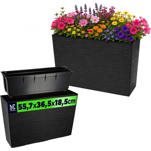 Donica ogrodowa Sorbo dłuto 56 x 19 cm, czarna
