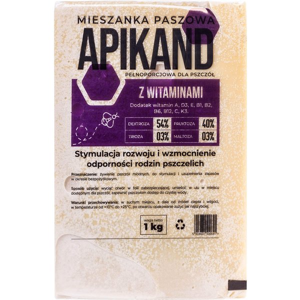 Mieszanka paszowa dla pszczół Apikand z witaminami 20 x 1 kg