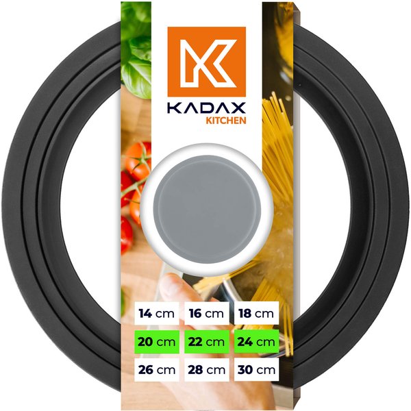 Pokrywa szklana multisize Aiola na garnek 20-24 cm z szarym uchwytem