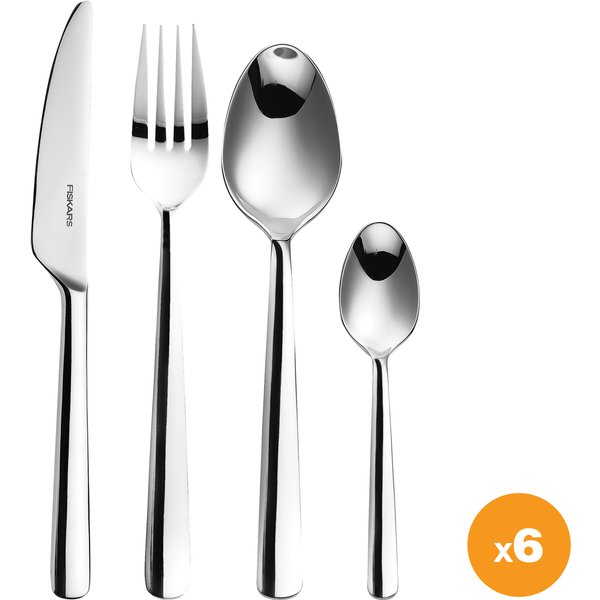 Fiskars 1071623 FF Zestaw sztućców, błyszczący, 24 szt.