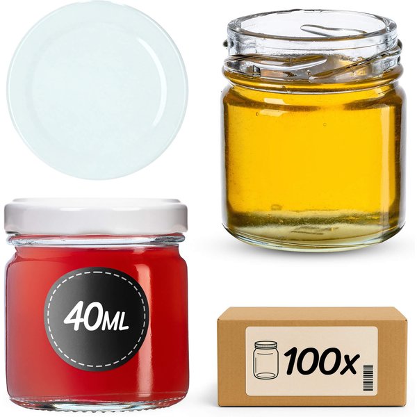 Słoiki na przetwory Halli 40ml 100szt 43 mm + wieczka białe