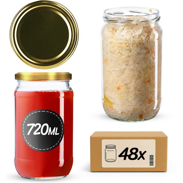 Słoiki na przetwory Niva 720ml 48szt fi 82 mm + wieczka złote