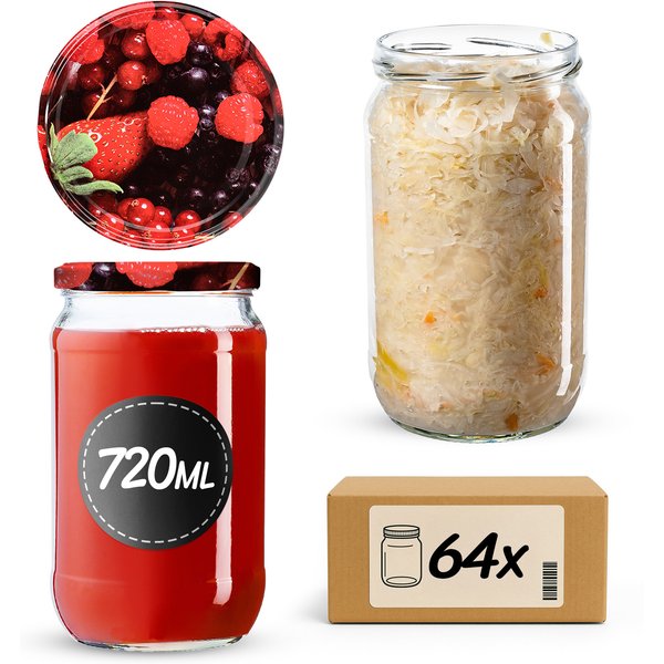 Słoiki na przetwory Niva 720ml 64szt fi 82 mm + wieczka "Owoce leśne"