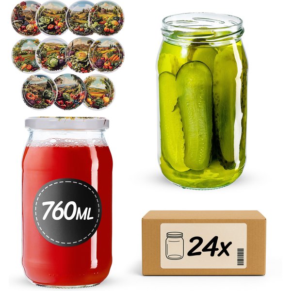 Słoiki na przetwory Niva 760ml fi 82 mm 24szt + wieczko Warzywa mix