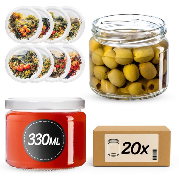 Słoiki na przetwory Sonka 330ml fi 82 mm 20szt + wieczko Fruit heart