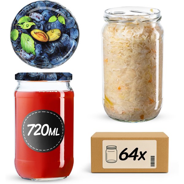 Słoiki na przetwory Niva 720ml 64szt fi 82 mm + wieczka "Śliwki"