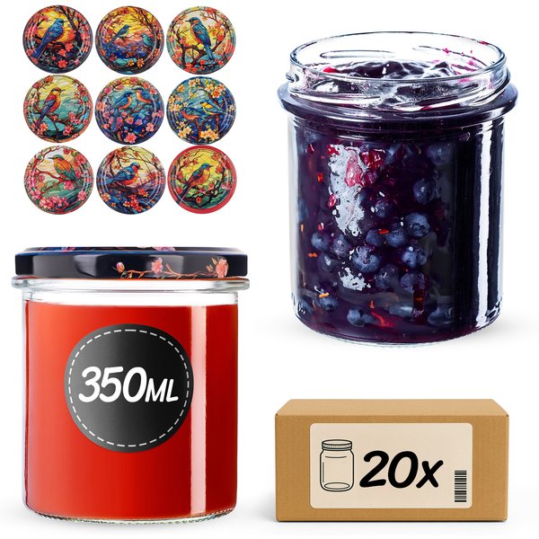 Słoiki na przetwory Avila 350ml fi 82 mm 20szt + wieczko Ptaki