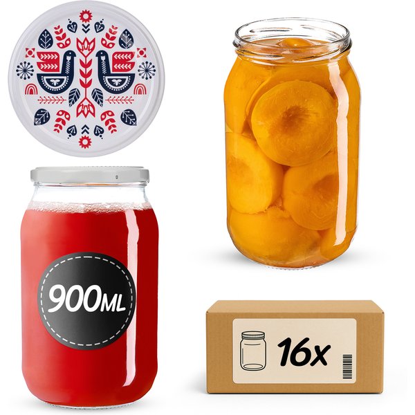Słoiki na przetwory Simo 900ml fi 82 mm 16szt + wieczko Kurpie