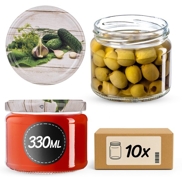 Słoiki na przetwory Sonka 330ml fi 82 mm 10szt + wieczko Ogórek