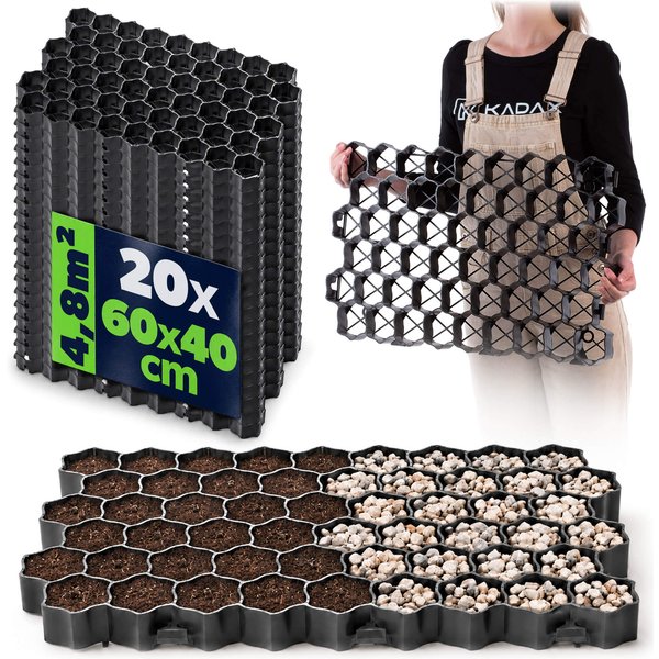 Kratka parkingowo-ogrodowa Lund 60 x 40 cm 20 szt. 4.8 m² czarna