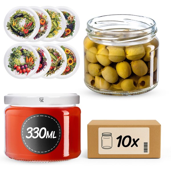 Słoiki na przetwory Sonka 330ml fi 82 mm 10szt + wieczko Garden wreath
