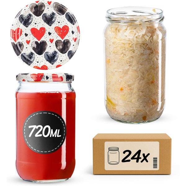 Słoiki na przetwory Niva 720ml fi 82 mm 24szt + wieczko Serca