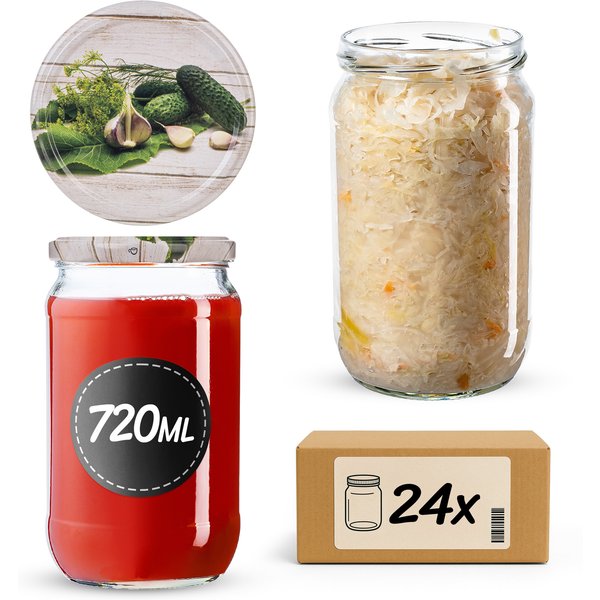 Słoiki na przetwory Niva 720ml fi 82 mm 24szt + wieczko Ogórek