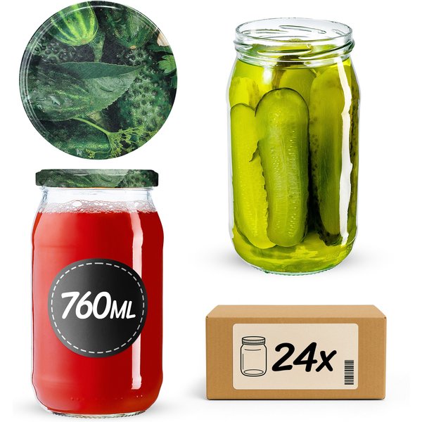 Słoiki na przetwory Niva 760ml 24szt fi 82 mm + wieczka "Ogórki II"