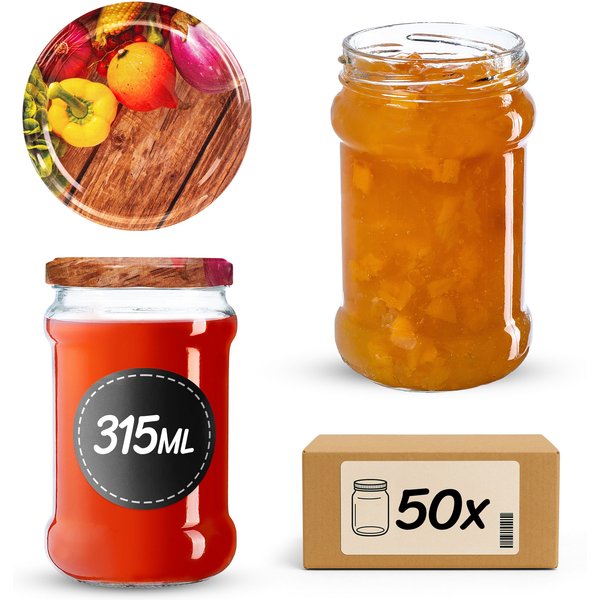 Słoiki na przetwory Seno 315ml 50szt 66mm + wieczka "Papryka"