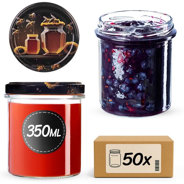 Słoiki na przetwory Avila 350ml fi 82 mm 50szt + wieczko Miód czarny