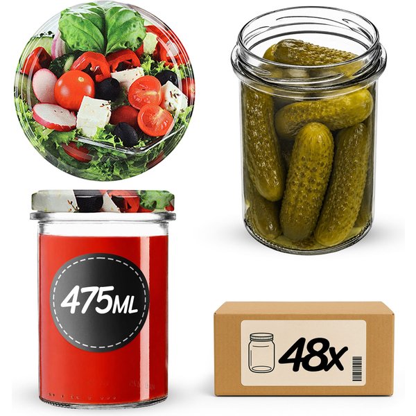 Słoiki na przetwory Befa 475ml 48szt fi 82 mm + wieczka "Mix warzyw"