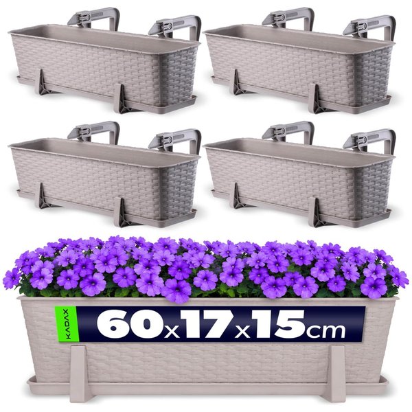 Skrzynka balkonowa z uchwytami Castro karmelowa 60 cm, 4 szt.