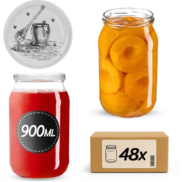 Słoiki na przetwory Simo 900ml fi 82 mm 48szt + wieczko Pszczoła