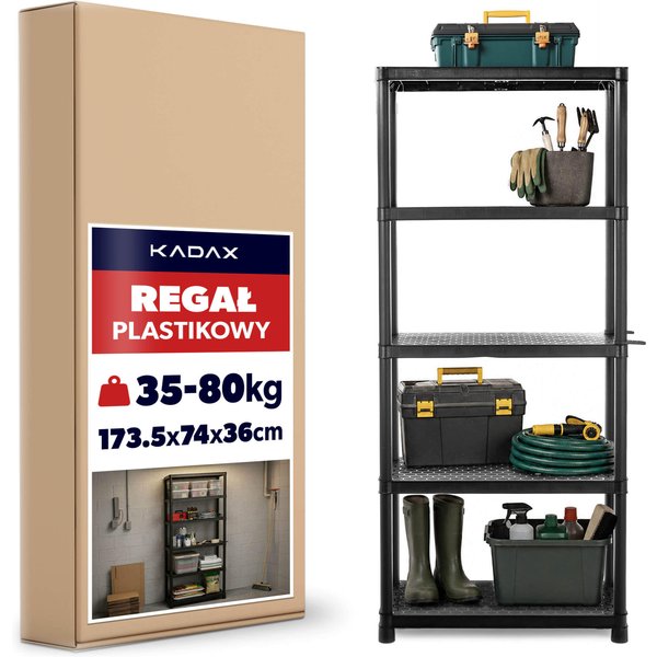 Regał plastikowy Auzon 173.5 x 74 x 36 cm