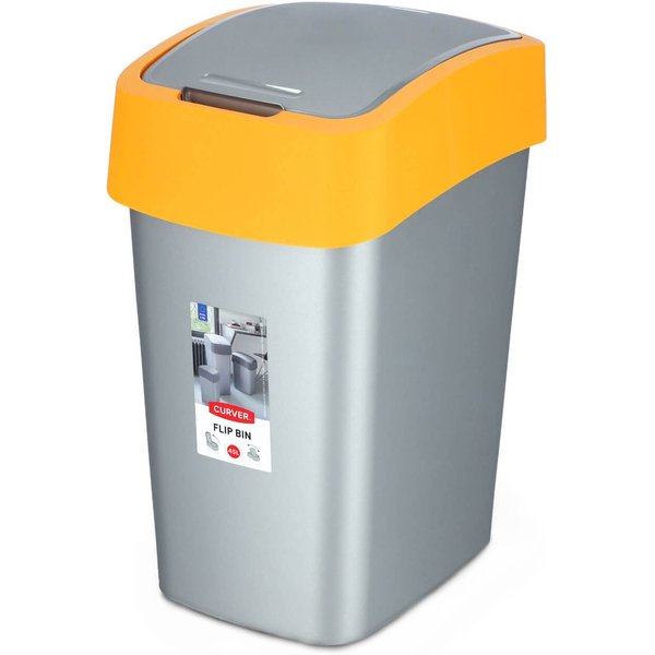 Kosz na śmieci Curver Flip Bin 50L, żółty