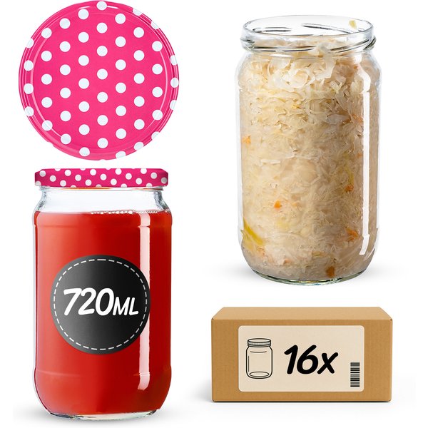 Słoiki na przetwory Niva 720ml 16szt fi 82 mm + wieczka "Groszek różowy"