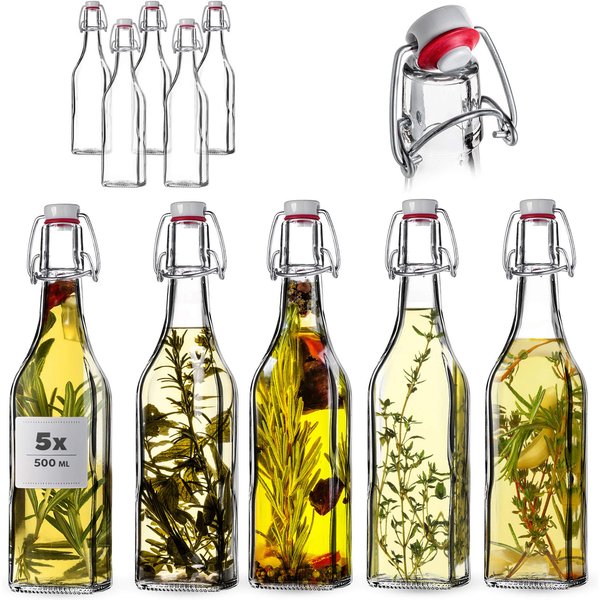 Szklana butelka Nave 500ml z korkiem mechanicznym 5 szt.