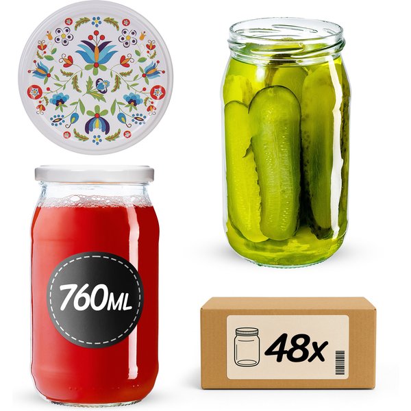 Słoiki na przetwory Niva 760ml fi 82 mm 48szt + wieczko Kaszuby