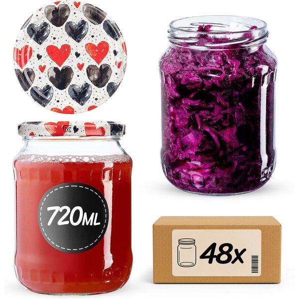 Słoiki na przetwory Jukka 720ml fi 82 mm 48szt + wieczko Serca