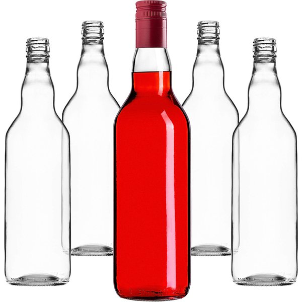 Szklana butelka Monopol 700ml z długą czerwoną zakrętką 10 szt.