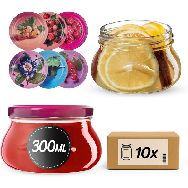 Słoiki na przetwory Raja 300ml fi 82 mm 10szt + wieczko Jagodowy mix