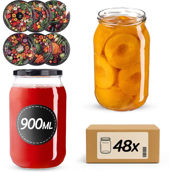 Słoiki na przetwory Simo 900ml fi 82 mm 48szt + wieczko Warzywa mix