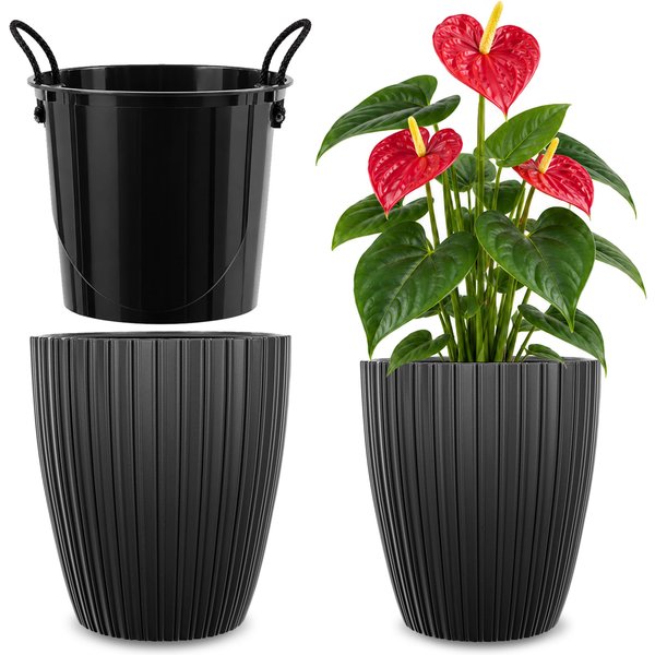 Doniczka na kwiaty Raivael 30 cm czarna