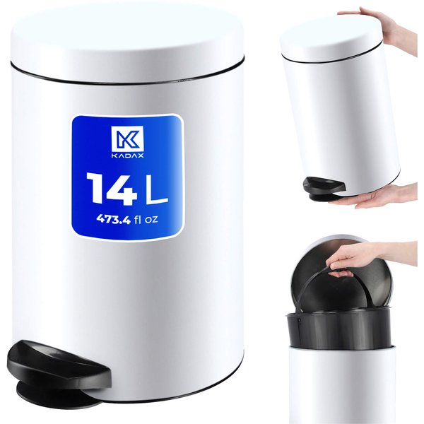 Stalowy kosz na śmieci Melfi 14L, biały