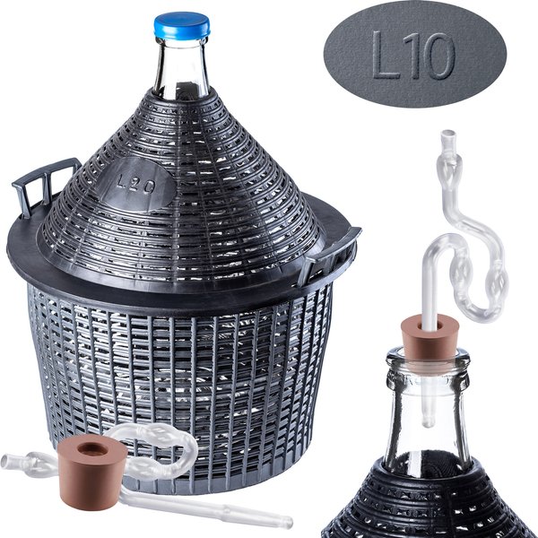 Zestaw winiarski balon 10L + korek nr.3 + plastikowa rurka