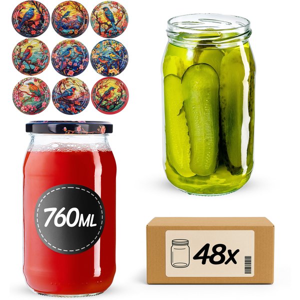 Słoiki na przetwory Niva 760ml fi 82 mm 48szt + wieczko Ptaki