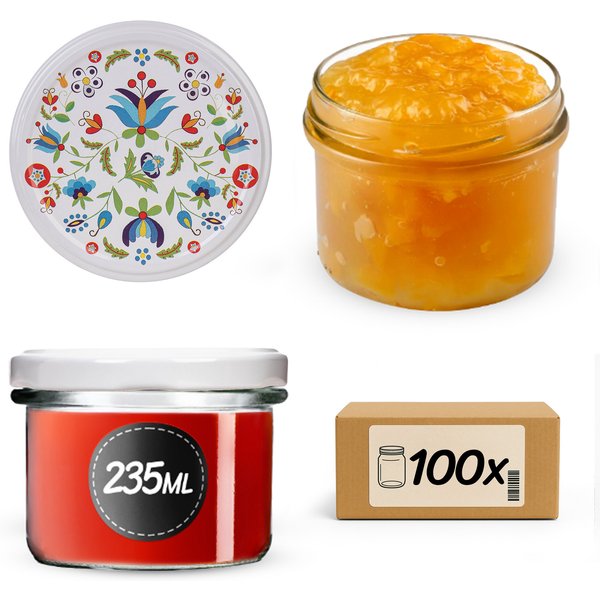 Słoiki na przetwory Tartu 235ml fi 82 mm 100szt + wieczko Kaszuby