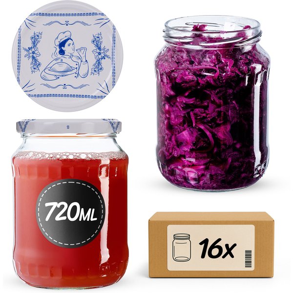 Słoiki na przetwory Jukka 720ml fi 82 mm 16szt + wieczko Makatka